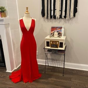 Fame and Partners Red Plunging Gown